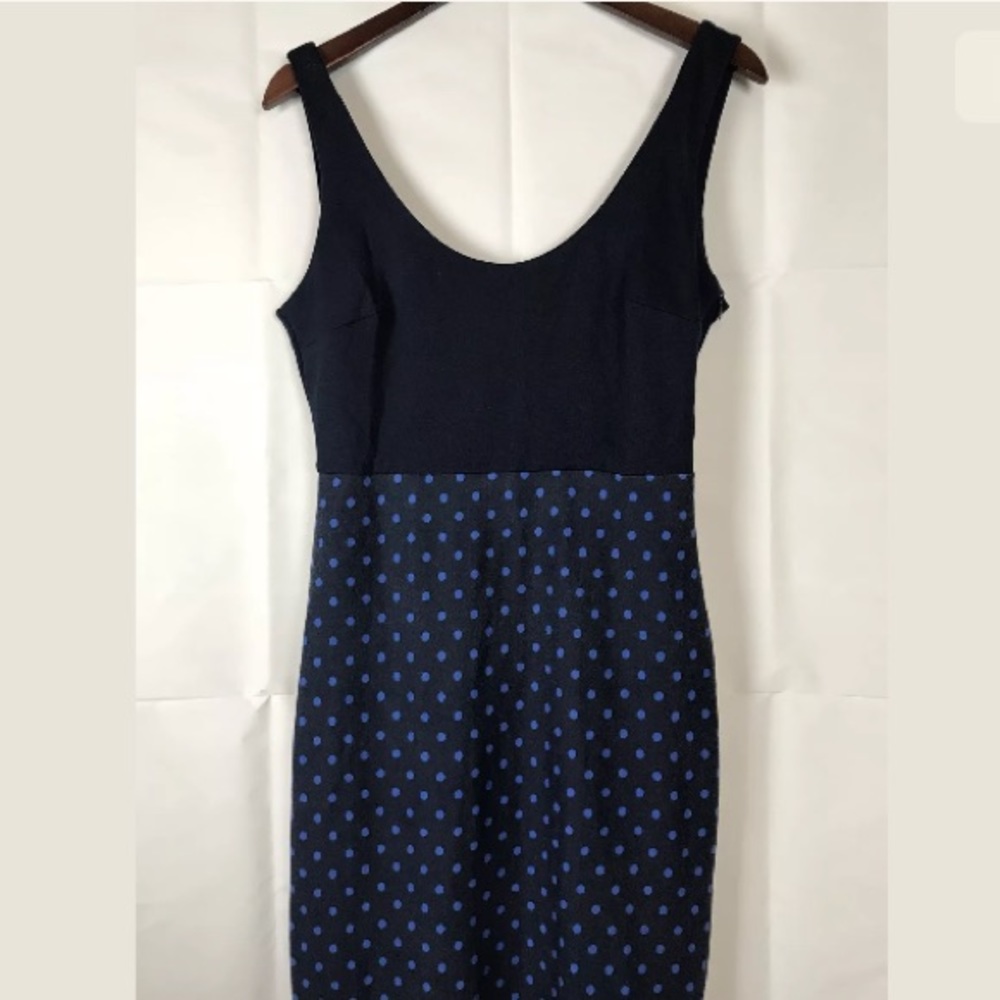 Zara Navy Blue Polka Dot Midi Dress
